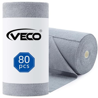 Microfiber Cleaning Cloth Roll 80 PCS Reusable Grey, 12x12 Inches