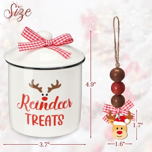 Christmas Reindeer Treats Ceramic Canister for Tiered Tray Decor
