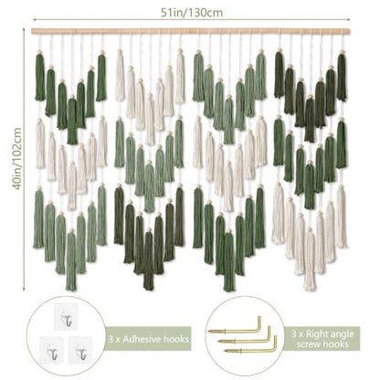 Large Green Dip-Dyed Bohemian Macrame Wall Hanging Tapestry - Handmade Home Decor