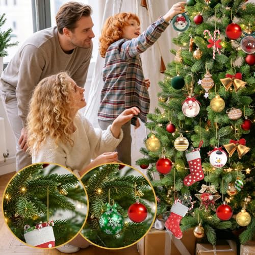 Gold Ornament Hooks Set 100pcs for Christmas Trees - Small & Large Size with Storage Box