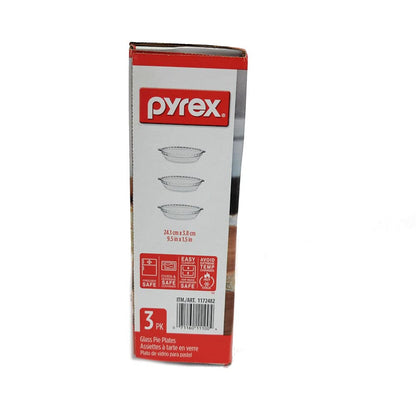 Pyrex - Glass Pie Plates - 3 Pack (9.5 inchex x 1.5 inches)