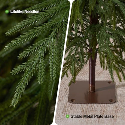 Kazeila 5ft Slim Unlit Artificial Christmas Tree with Metal Base - Space Saver