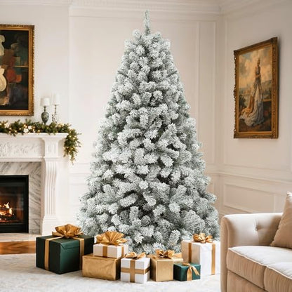 6ft Snow Flocked Artificial Christmas Tree with 880 Branch Tips - White Variation
