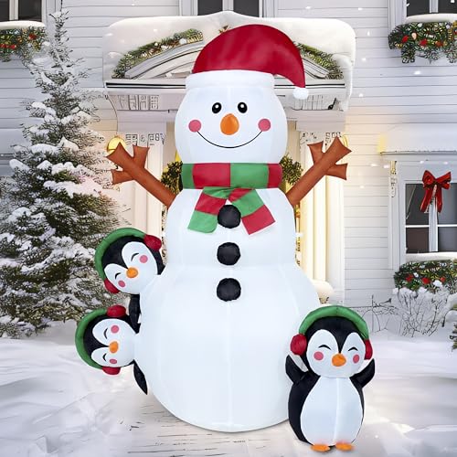 6 Ft Christmas Snowman Inflatable with Built-In LED Lights for Outdoor Decor