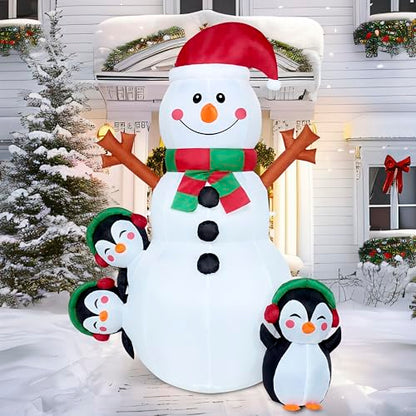 6 Ft Christmas Snowman Inflatable with Built-In LED Lights for Outdoor Decor
