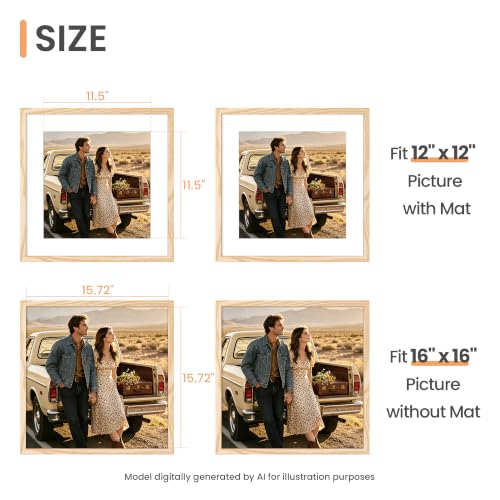 Upsimples 16x16 Inch Picture Frame Wall Decor - Natural Style, Single Piece