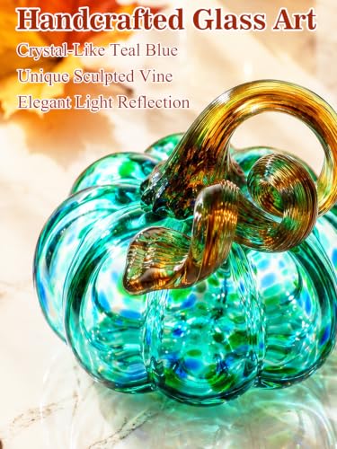 Handmade Glass Pumpkin Decor for Fall Table and Mantel Display - 3.5 Inches