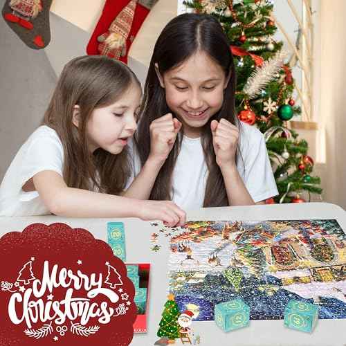 Advent Calendar 2025 Christmas Jigsaw Puzzles - Christmas Workshop 1008 Pieces Advent Puzzles for Kids and Adults, 24 Boxes Christmas Countdown Calendar Christmas Puzzle Gift