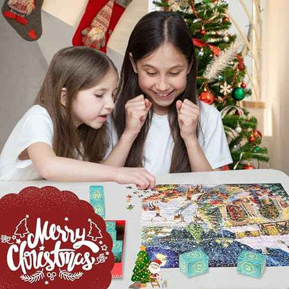Advent Calendar 2025 Christmas Jigsaw Puzzles - Christmas Workshop 1008 Pieces Advent Puzzles for Kids and Adults, 24 Boxes Christmas Countdown Calendar Christmas Puzzle Gift