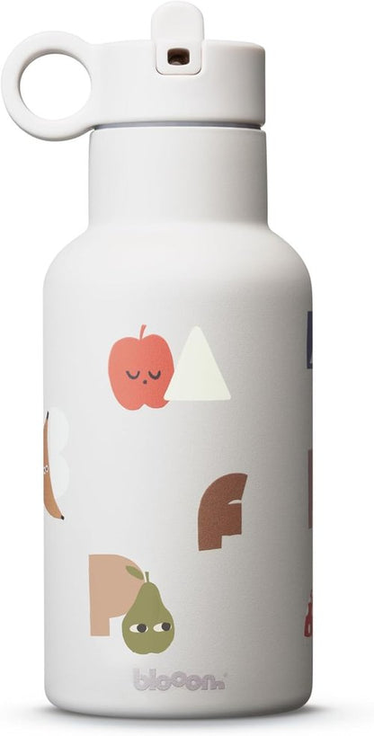 Blooom Insulated Stainless Steel Kids Water Bottle - Durable, Leakproof Design | 12 oz, Alphabet Print for School & Travel