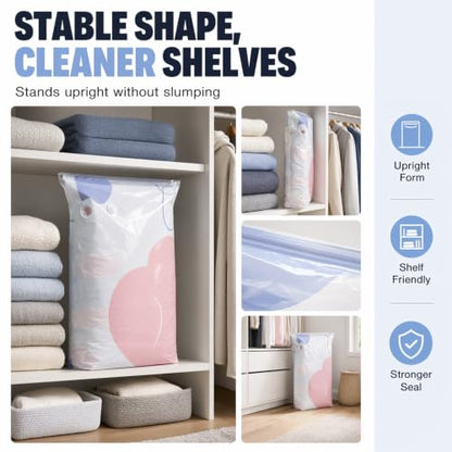 Large No-Pump Vacuum Storage Bags - 31.5x39.4in Compression Organizer for Clothes & Comforters (2 Pack)
