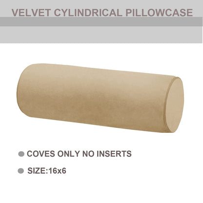 Neck Roll Pillowcases Velvet Cylindrical Pillow Covers 16"x6" with Hidden Zipper for House Home Decor Neck Roll Pillow Cervical Neck Roll Memory Pillow Cylinder Round Cushion (Light Coffee, 16x6)