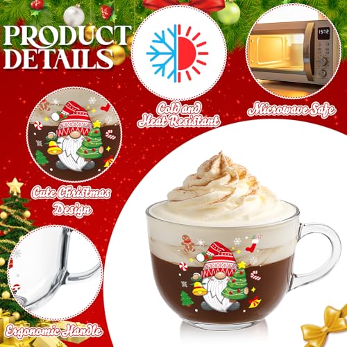 6 Pcs Christmas Glass Coffee Mugs Set - Multi Style Holiday Drinkware