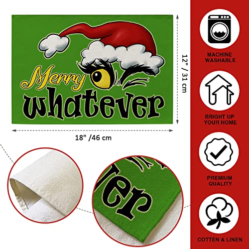 Christmas Placemats Set of 4 - Holiday Table Decor, Cotton Linen, Waterproof & Durable