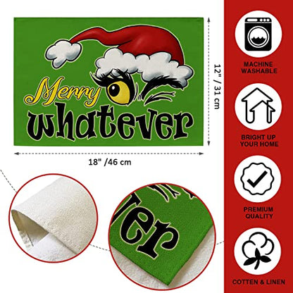 Christmas Placemats Set of 4 - Holiday Table Decor, Cotton Linen, Waterproof & Durable