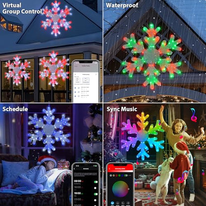 36 Inch Outdoor Smart Snowflake Christmas Lights App Control IP44 Waterproof