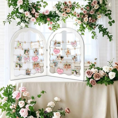 Wooden Photo Display Board for Wedding 36x24 Inch Two-Panel Arch Decor