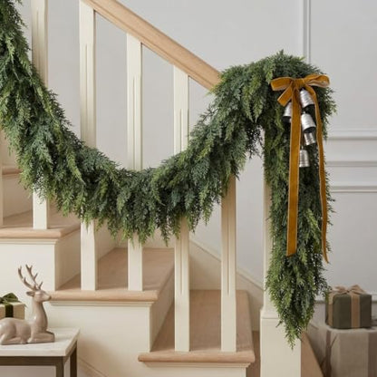 9FT Pre-Lit Christmas Cedar Garland with Lights - Realistic Faux Pine for Holiday Decor - Variation of THIS listing