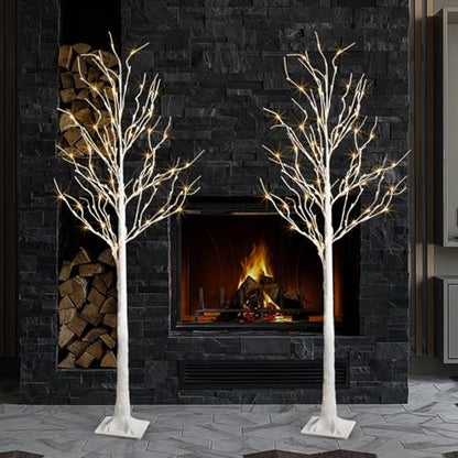 6+6FT Prelit Birch Tree Lights Set - Twinkling LED Christmas Tree Decor