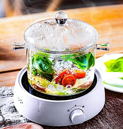 1.5L Glass Saucepan with Cover - Pack of 2, Heat-Resistant Cookware