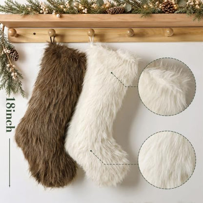 Luxury Plush Holiday Stockings Set of 6 - 18 Inch Christmas Home Decor