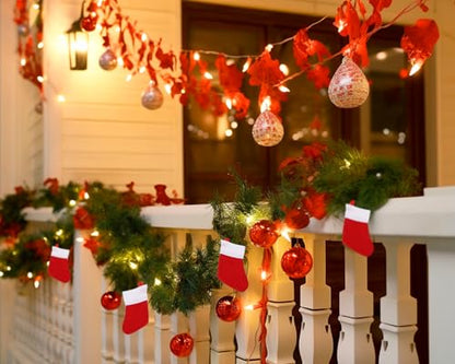 Mini Christmas Stocking Set - Red Snowflake Holiday Silverware Holders 12 Pcs with Variation Classic