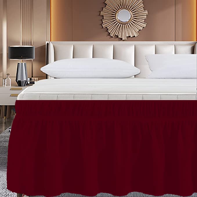 Wrap Around Bed Skirt, Luxurious 100% Egyptian Cotton 800 Thread Count 1 Pcs Bed Skirt, 18" Inch Drop - Twin Size (39" X 75") Inch, Burgundy Solid