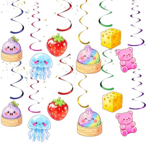 12 Pcs Squishy Birthday Decorations Hanging Ceiling Swirls - Party Decor