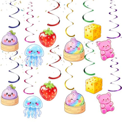 12 Pcs Squishy Birthday Decorations Hanging Ceiling Swirls - Party Decor