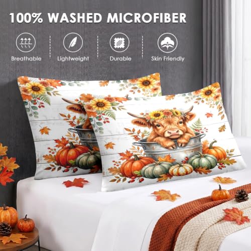 Queen Size Fall Comforter Set Sunflower Cow Bedding Soft Cozy Microfiber