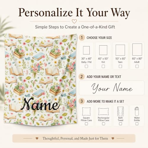 Personalized Girls Book Blanket - Green, Custom Kid Throw for Reading & Comfort