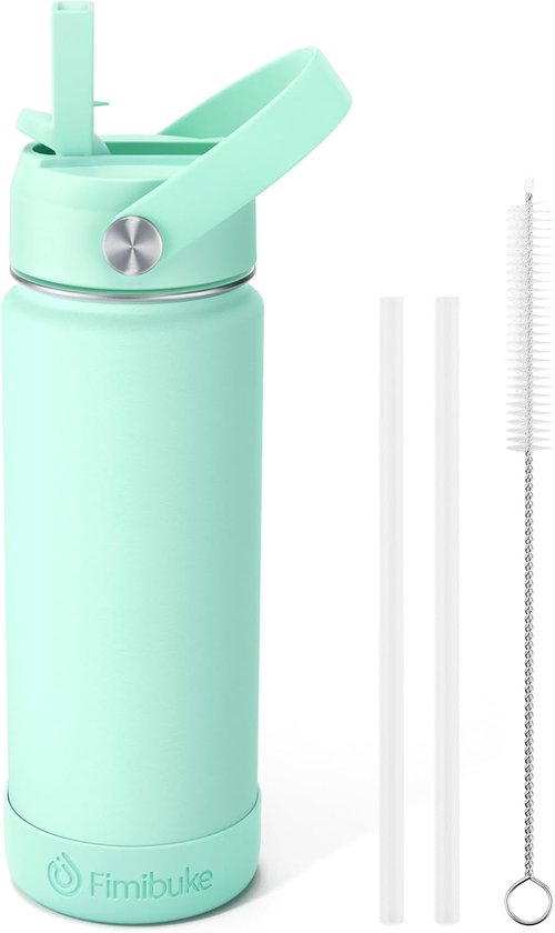 Fimibuke Kids Insulated Water Bottle - 18oz BPA-Free Stainless Steel Tumbler with Straw | Mint Color