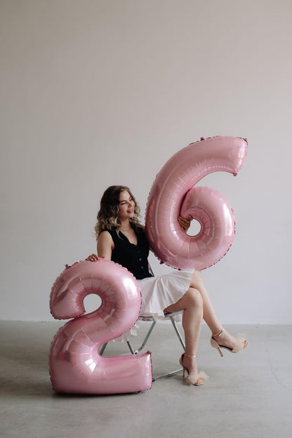 Skiennix Pastel Pink Number Balloon - 40 Inch Large Foil for 16th Birthday & Wedding Decor