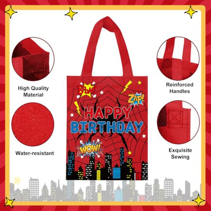 Reusable Cartoon Spider Gift Bags - 20 Pack for Birthday Party Favors