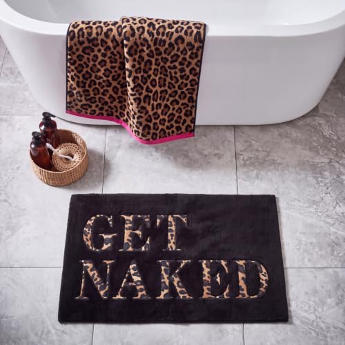 Get Naked Leopard Bath Mat 20x31 Inch - Non-Slip Bathroom Rug with Cheetah Print