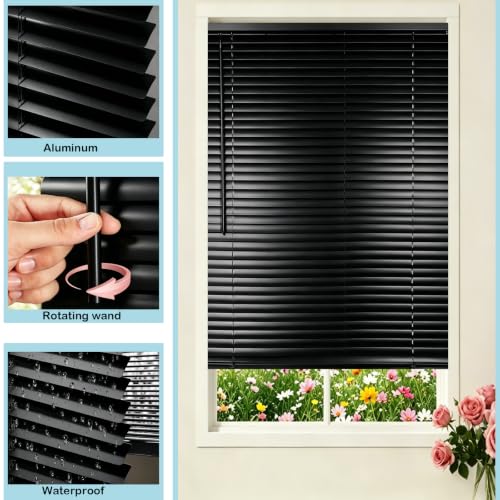 82-Inch Width Cordless Aluminum Mini Blinds - Blackout Window Shades for Living Room & Bedroom