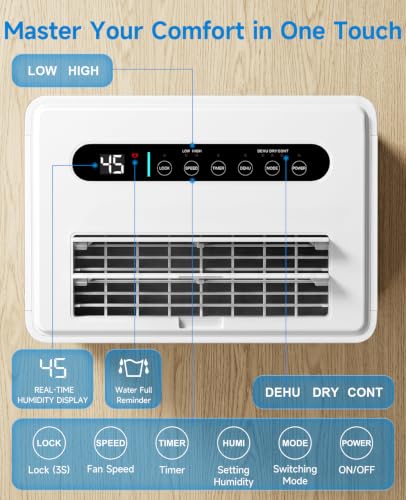 Dehumidifier for Basement 1500 Sq Ft, 21 Pints with Drain Hose - Trazico