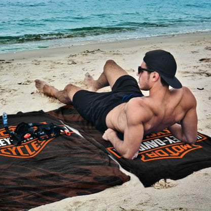 Harley-Davidson Grunge Flames Sand Free Beach Towel 35 x 60 in - Rider Style