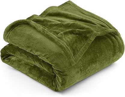 Utopia Bedding Fleece Blanket King Size Olive 300GSM Luxury Fuzzy Soft Anti-Static Microfiber Bed Blanket (90x102 Inch)