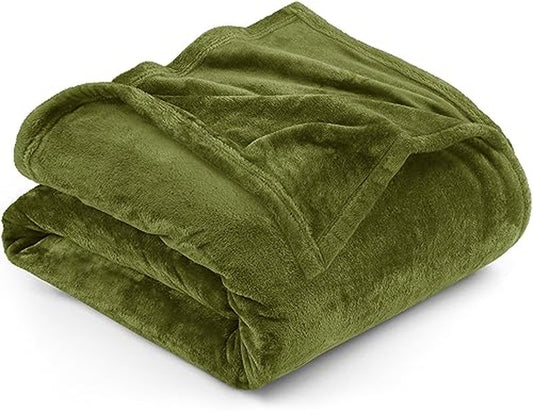 Utopia Bedding Fleece Blanket King Size Olive 300GSM Luxury Fuzzy Soft Anti-Static Microfiber Bed Blanket (90x102 Inch)
