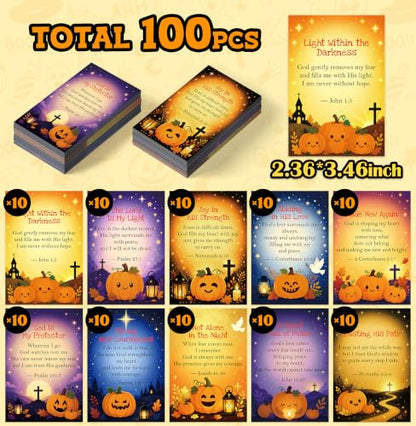 Halloween Scripture Cards for Kids - Gospel Prayer Cards Bulk, 100 Pack