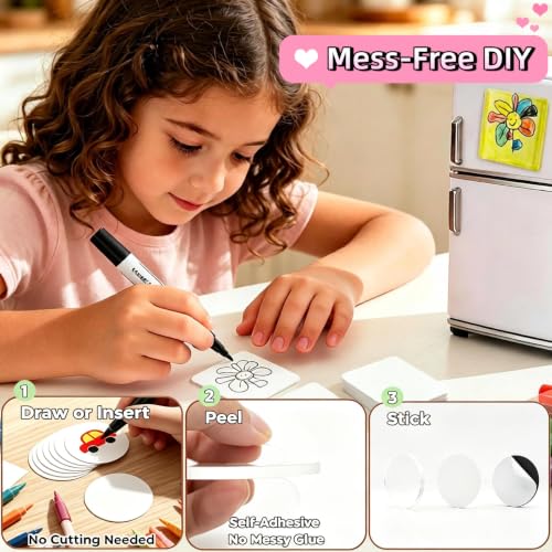 Rectangle Acrylic DIY Fridge Magnet Kit 50 Pcs with Magnetic Photo Frames