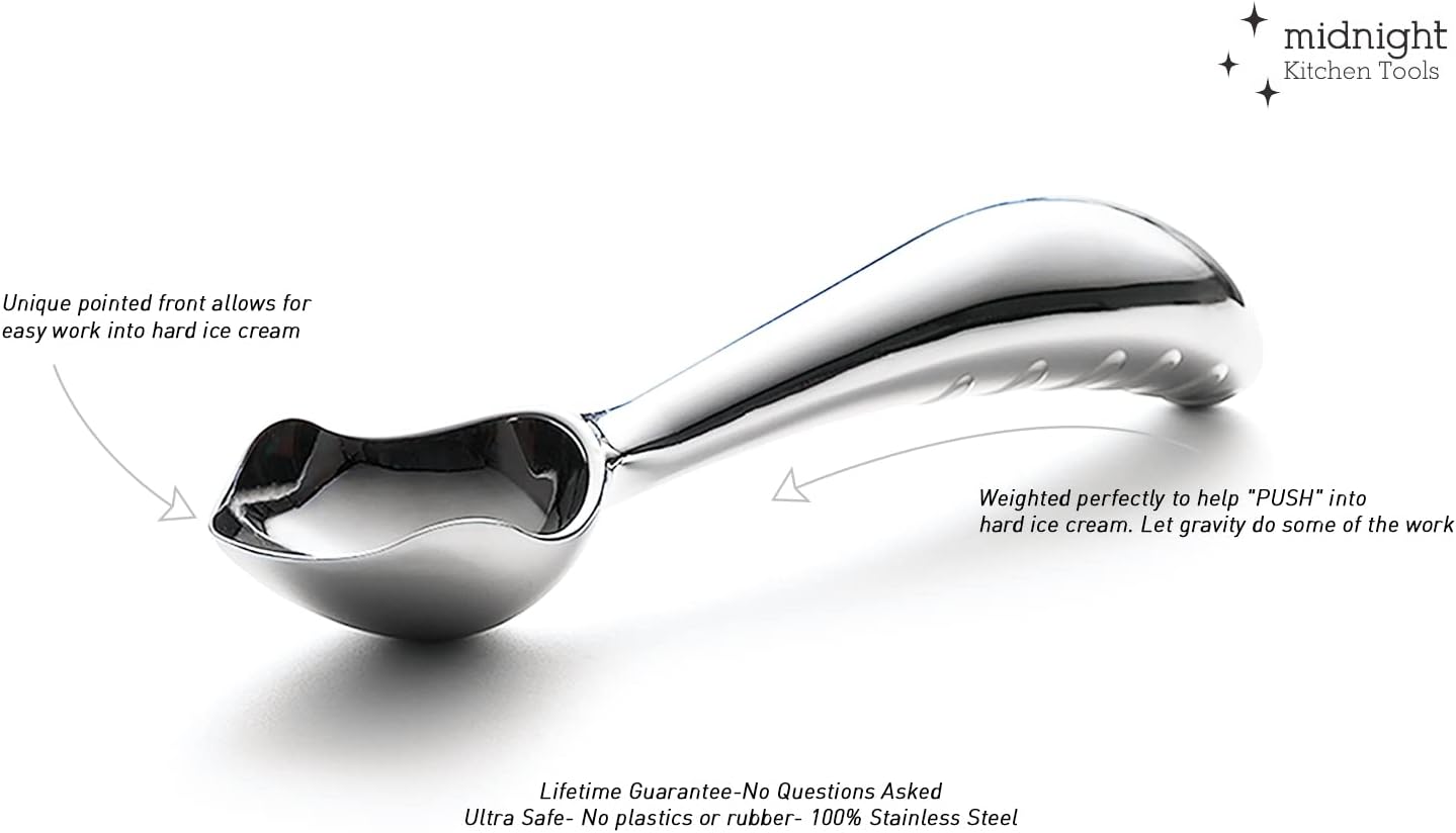 Midnight Scoop - Ergonomic Stainless Steel Ice Cream Scoop | Heavy-Duty & Dishwasher-Safe Design