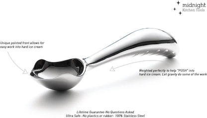 Midnight Scoop - Ergonomic Stainless Steel Ice Cream Scoop | Heavy-Duty & Dishwasher-Safe Design