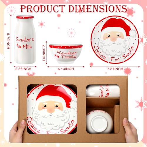 Christmas Cookies Plate Milk Jar Bowl Set with Claus Variation