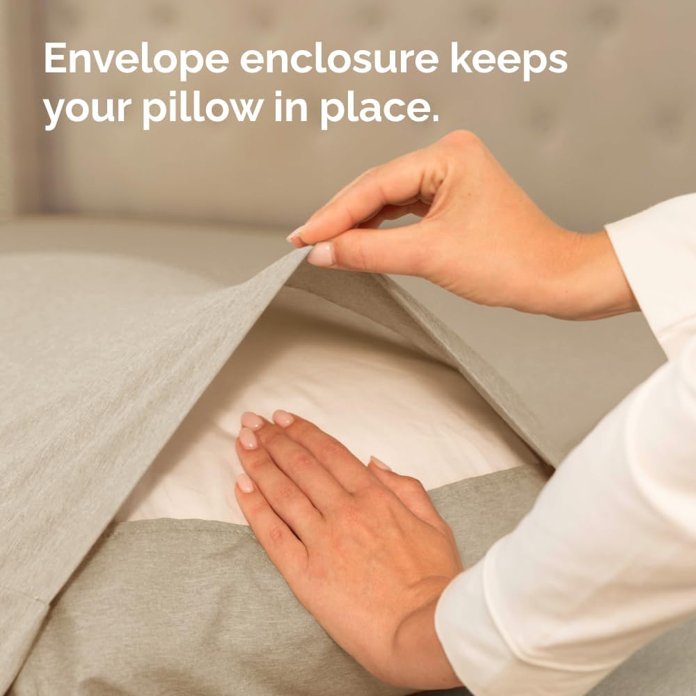 Skiennix Body Pillowcases Set of 2 | Soft 20x54 Long Pillow Covers for Side Sleepers - Wrinkle-Free, Machine Washable in Heathered Beige