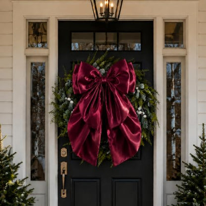 Burgundy Large Christmas Bow Tree Topper 20x32 Inch Satin Holiday Decoration