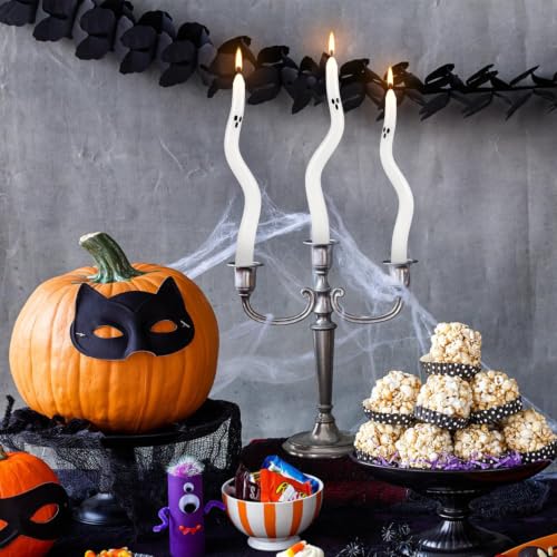 Halloween Ghost Candle Set - White Taper Candles for Centerpieces & Decorations