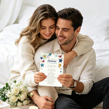 Mu-384 Anniversary Card for Husband from Wife - Romantic Gift from Wife to Husband