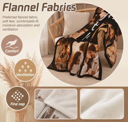 Personalized Photo Blanket Collage Throw with Custom Text - Variation 01